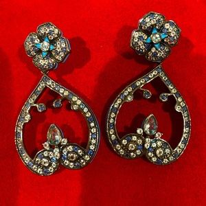 - Sterling silver w/ French blue enamel and mixed real ice sapphires